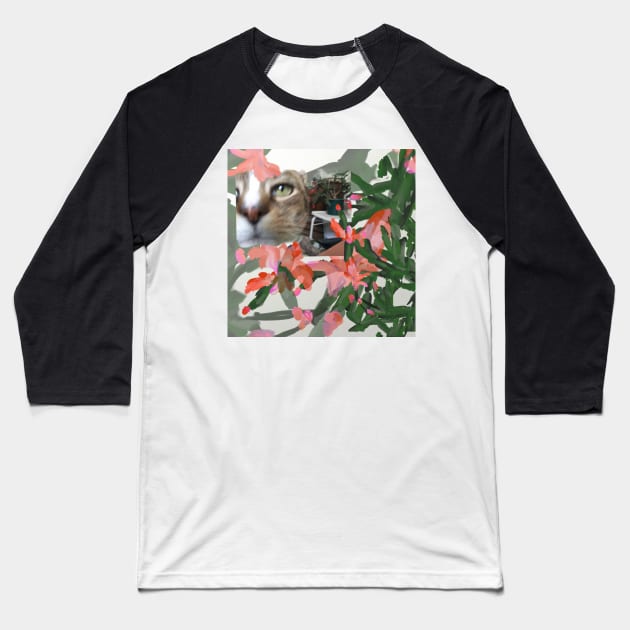 Happy Jack Cat and the Christmas Cactus Baseball T-Shirt by trishaclarkin